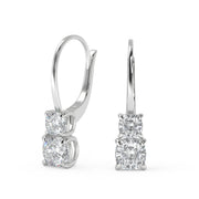 Jayden Cushion Cut 6 Prong Stacked Earrings Leverback - Nivetta